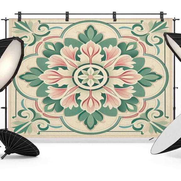Retro Flowers Backdrop for Photography, Abstract Geometric Lines Texture Photo Backdrop Portrait Background Party Banner Photo Backgrounds for Studio Booth Props, 8x6ft