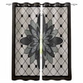 thumbnail image 1 of Retro Flowers Blackout Curtains 45 Inches Long, Boho Ethnic Retro Abstract Florals Grid Thermal Insulated Black Out Curtains, Small Darkening Window Curtain Drapes for Cafe Bedroom 42"x45" 2 Panels, 1 of 9