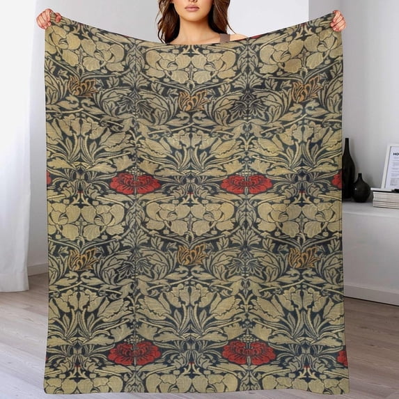Retro Flowers Original Design Pattern Blanket Double-Sided Soft Cashmere Flannel Blanket 30"X40" Inch