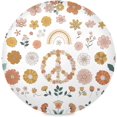 thumbnail image 1 of Retro Flowers Peace Sign Round Placemats Washable Placemats Non-Slip Heat-Resistant Table Place Mats for Dining Kitchen Holiday Party Table Decoration 15.4"-1PCS Table Mat, 1 of 7