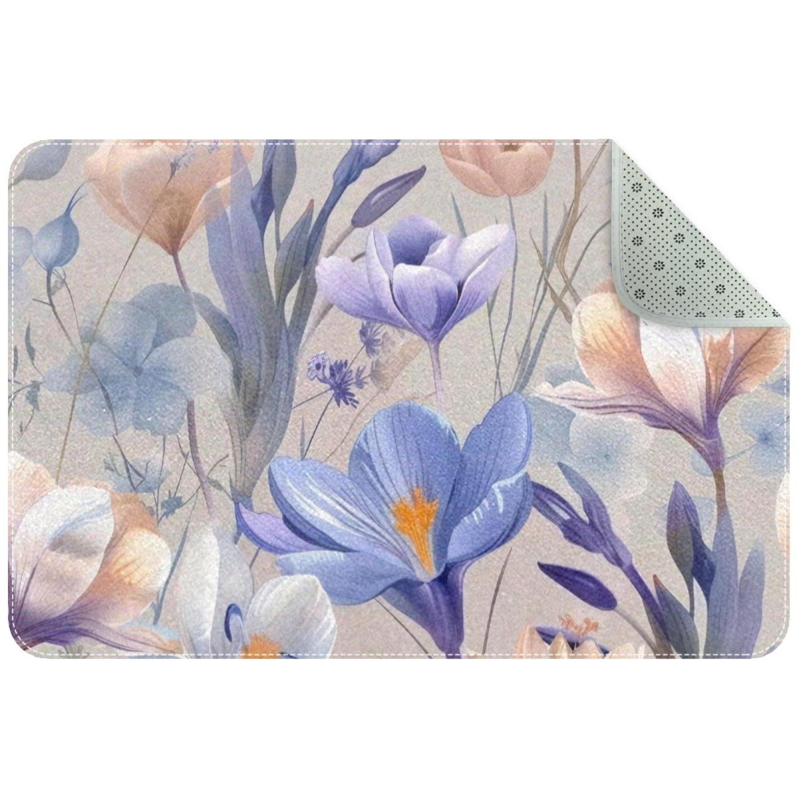 Retro Flowers Rose Crocus Wildflower Lavender Pattern Small Washable
