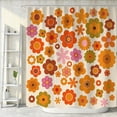 thumbnail image 1 of Retro Flowers Shower Curtain, Groovy Brown Orange Sun Flower Vintage 70s Fabric Shower Curtains Set for Bathroom Funky Hippie 1970 Boho Yellow Floral Decoration with Hooks 72 X 72 inch Bath Decor, 1 of 6