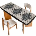 thumbnail image 1 of Retro Flowers Table Cloths for 8 Foot Rectangle Tables, Boho Ethnic Retro Abstract Florals Grid Patio Waterproof Elastic Fitted Tablecloths, Washable Rectangular Table Cover for Camping, 1 of 8