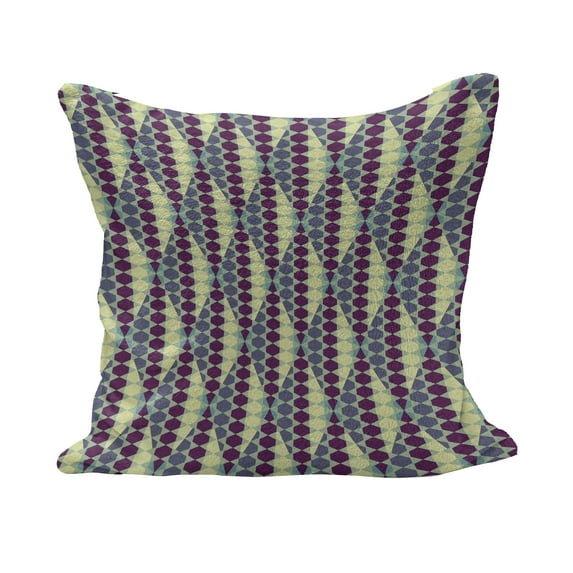 Retro Fluffy Throw Pillow Cushion Cover, Abstract in Vibrant Geometric Hexagon Forms Vintage Design, Rectangle Accent Pillow Case, 36" x 16", Pale Yellow Cadet Blue, by Ambesonne