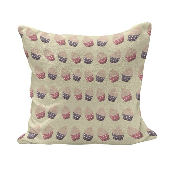 Retro Fluffy Throw Pillow Cushion Cover, Cupcakes with Dots in Soft Colors Romantic Pastries Repetitive Vintage Art, Rectangle Accent Pillow Case, 36" x 16", Multicolor, by Ambesonne