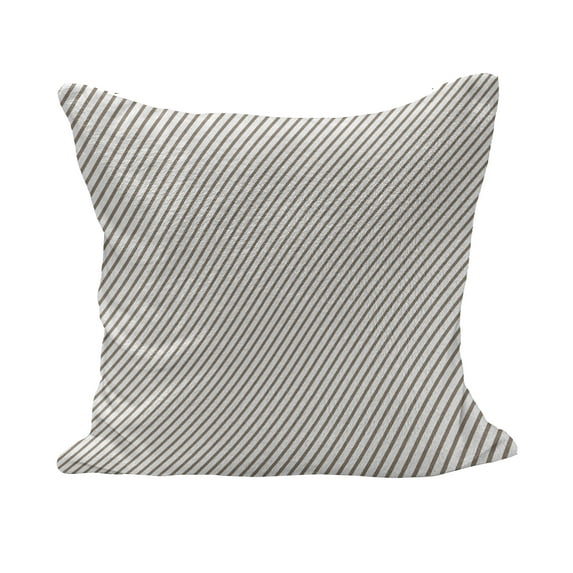 Retro Fluffy Throw Pillow Cushion Cover, Diagonally Narrow Stripes Geometrical Classical Inspired Lines Pattern Simple Print, Decorative Square Pillow Case, 24" x 24", Cocoa White, by Ambesonne