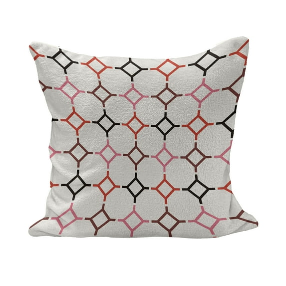 Retro Fluffy Throw Pillow Cushion Cover, Hexagonal Shaped Cut Lines Attached with Vertical Squares Delicate Modern Pattern, Decorative Square Accent Pillow Case, 18" x 18", Multicolor, by Ambesonne