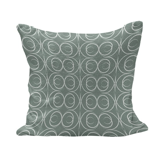 Retro Fluffy Throw Pillow Cushion Cover, Medieval Style Curved Oval Floral Motifs, Decorative Square Accent Pillow Case, 28" x 28", Pale Sage Green White, by Ambesonne