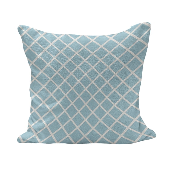Retro Fluffy Throw Pillow Cushion Cover, Pastel Colored Squares and Lines Checked Pattern Diagonal Geometrical Tile Design, Rectangle Accent Pillow Case, 36" x 16", Sky Blue White, by Ambesonne