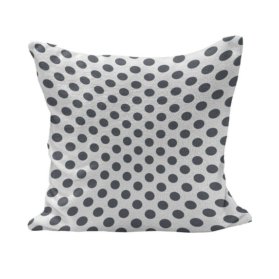Retro Fluffy Throw Pillow Cushion Cover, Sketchy Hand Drawn Vintage 50s 60s Points Polka Dots Zigzags, Decorative Square Accent Pillow Case, 26" x 26", Charcoal Grey White, by Ambesonne