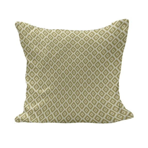 Retro Fluffy Throw Pillow Cushion Cover, Vintage Style Nostalgic Diamond Line Pattern Symmetrical Geometric Tile Design, Decorative Square Pillow Case, 28" x 28", Yellow and Cream, by Ambesonne