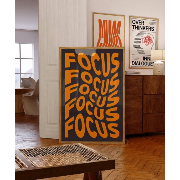 Retro Focus Typography Poster Wavy Motivational Poster