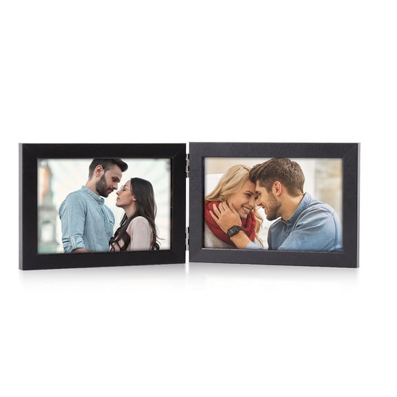 Retro Folding Hinge Photo Frame Stand Can Hold Two 6-inch Photos, Commemorative Photo Frame Horizontal and Vertical Picture Frame