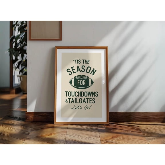 Retro Football Art Print Touchdowns Tailgates Sports Decor, Unframed Canvas 8x10in