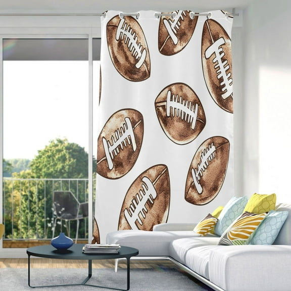 Retro Football Blackout Curtains 84"x52" Thermal Insulated Curtain 1 Panel