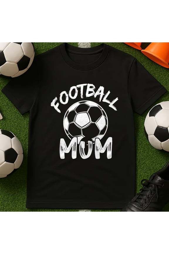 Retro Football Mum Graphic T-Shirt Cute Soccer Mom Game Day Apparel Funny Sports Fan Tee