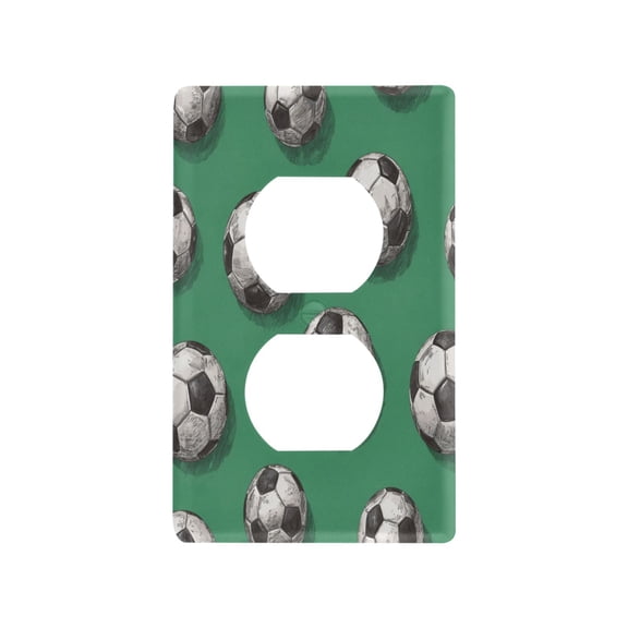 Retro Football Pitch Print Decorative Wall Plate, Flame Retardant PC Plastic Light Switch & Outlet Cover with Mounting Screws Fits Duplex Outlets