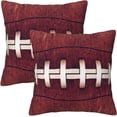 thumbnail image 1 of Retro Football Print Throw Pillow Covers Soft Square Cushion Pillowcase Set of 2 for Sofa Couch Home Decor 18 X 18 in, 1 of 6