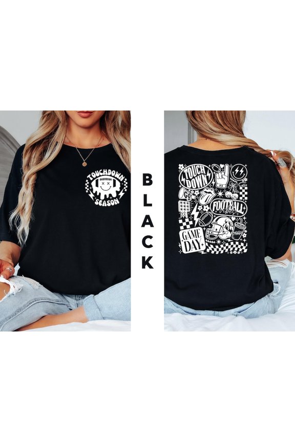 Retro Football Touch Down Season Fan T-Shirt All Size S-5Xl