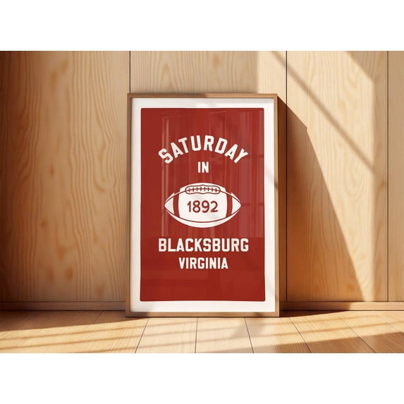 Retro Football Virginia College Sports Team Dad Art, Unframed Canvas 12x16in