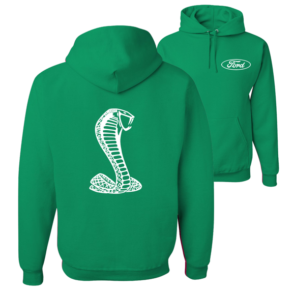 Retro Ford Shelby Cobra Emblem Vintage White Logo F&B Front & Back Cars Hoodie Sweatshirt