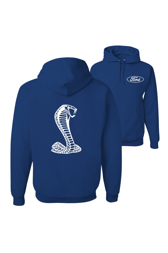 Retro Ford Shelby Cobra Emblem Vintage White Logo F&B Front & Back Cars Hoodie Sweatshirt