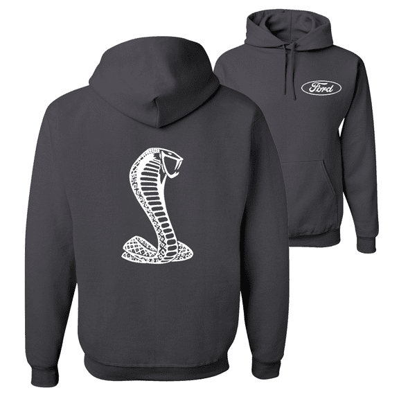 Retro Ford Shelby Cobra Emblem Vintage White Logo F&B Front & Back Cars Hoodie Sweatshirt