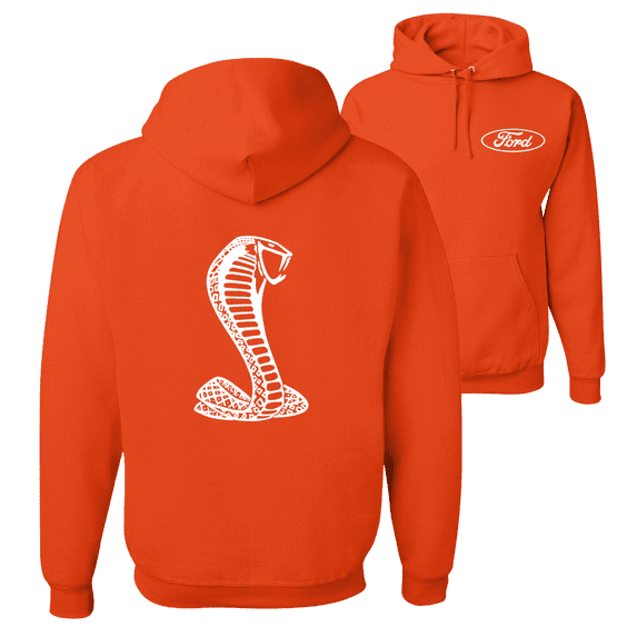Retro Ford Shelby Cobra Emblem Vintage White Logo F&B Front & Back Cars Hoodie Sweatshirt