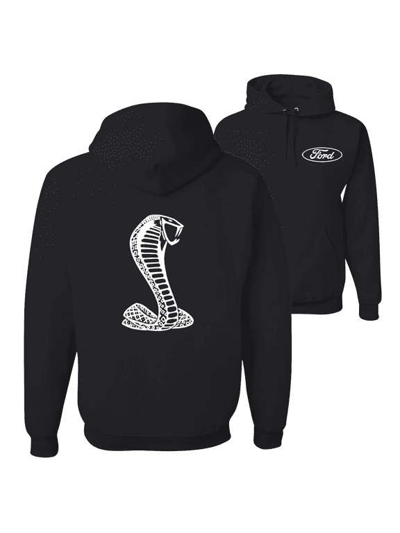 Retro Ford Shelby Cobra Emblem Vintage White Logo F&B Front & Back Cars Hoodie Sweatshirt