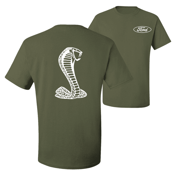 Retro Ford Shelby Cobra Emblem Vintage White Logo F&B Front & Back Cars T-Shirt
