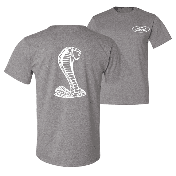 Retro Ford Shelby Cobra Emblem Vintage White Logo F&B Front & Back Cars T-Shirt