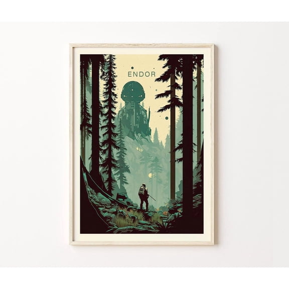 Retro Forest Moon Space Travel Home Decor