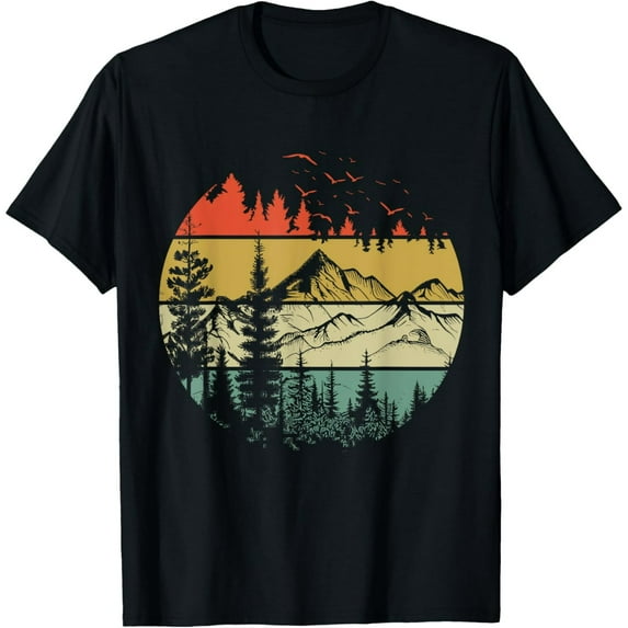 Retro Forest Trees Outdoors Nature Women Men Vintage Graphic Funny Creative Graphic T-Shirt
