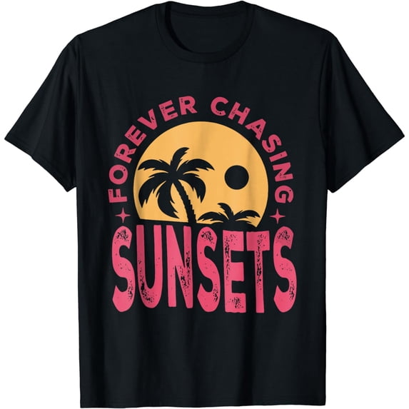 Retro Forever Chasing Sunsets Summer Vacation Outfit Short T-Shirt