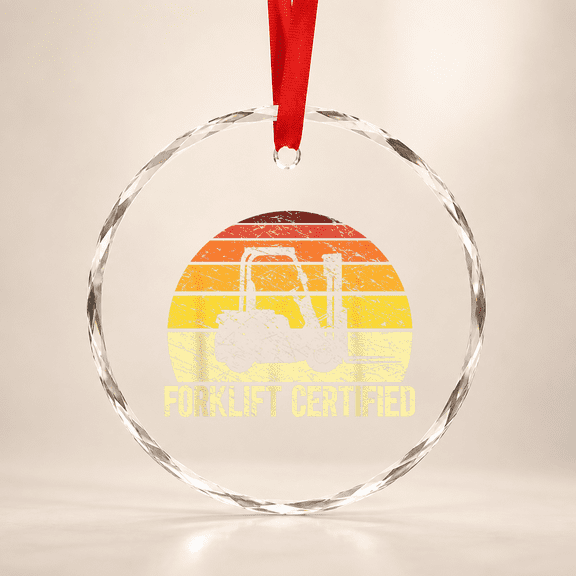 Retro Forklift Certified Forklift Operator Lift Truck Driver Glass Ornament