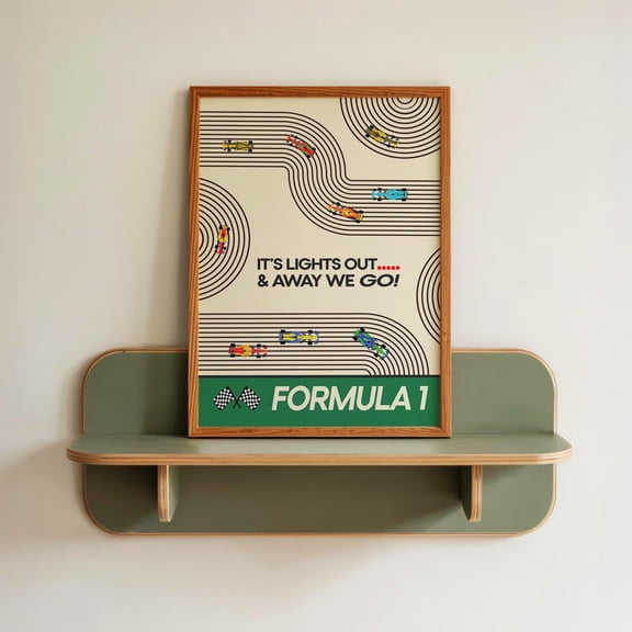 Retro Formula 1 Racing Poster – "Lights Out and Away We Go" Art Print – Vintage F1 Grand Prix Wall Decor – Modern Formula One Gift for Him & Racing Fans Unframed Poster