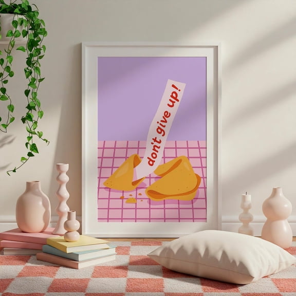 Retro Fortune Cookie Don’T Give Up Motivational Wall Art Unframed Paper Print