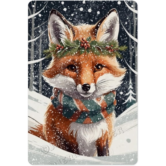 Retro Fox Metal Sign 8x12 Inch Rustic Wall Decor for Animal and Nature Lovers