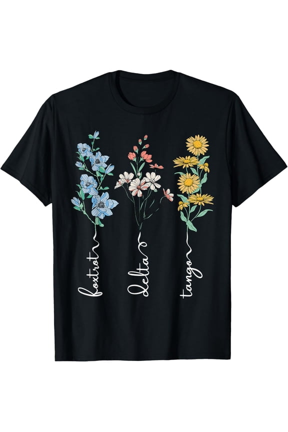 Retro Foxtrots Deltas Tangos Flower T-Shirt