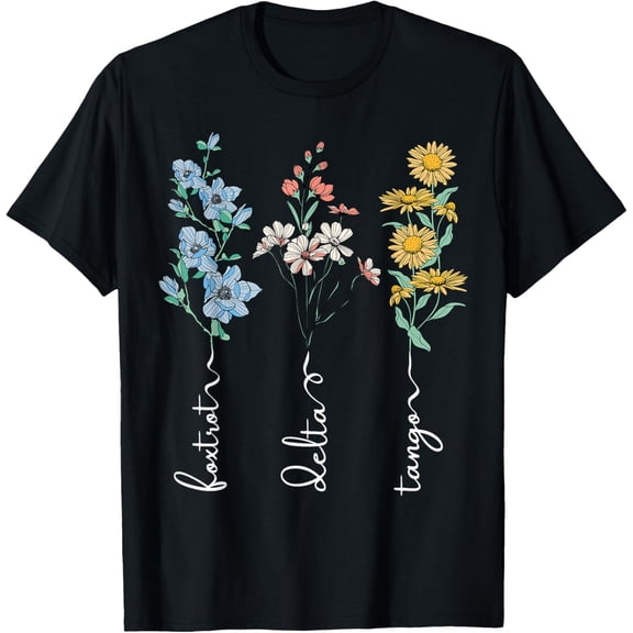 Retro Foxtrots Deltas Tangos Flower T-Shirt