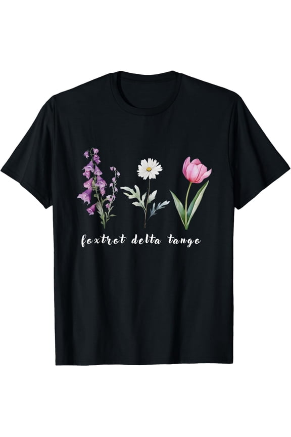 Retro Foxtrots Deltas Tangos Flower T-Shirt