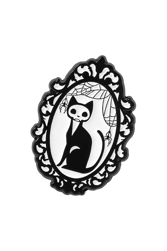 Retro Frame Design Skeleton Character Enameled Pin Punk Rock Charm Badge Brooch For Backpack Coat Decoration