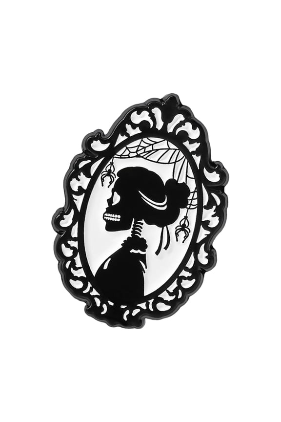 Retro Frame Design Skeleton Character Enameled Pin Punk Rock Charm Badge Brooch For Backpack Coat Decoration