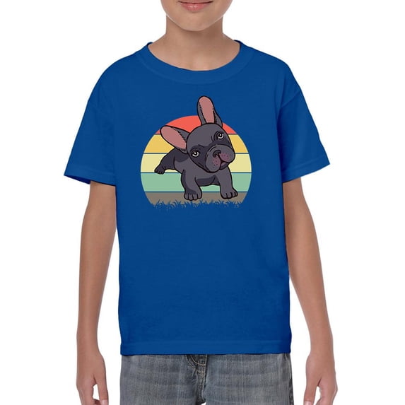 Retro French Bulldog Close Up T-Shirt Juniors -Image by Shutterstock, Large