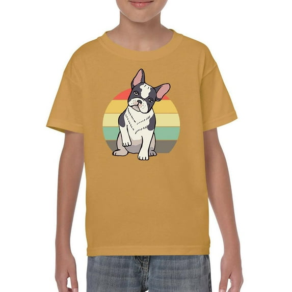 Retro French Bulldog Sitting T-Shirt Juniors -Image by Shutterstock, x-Small