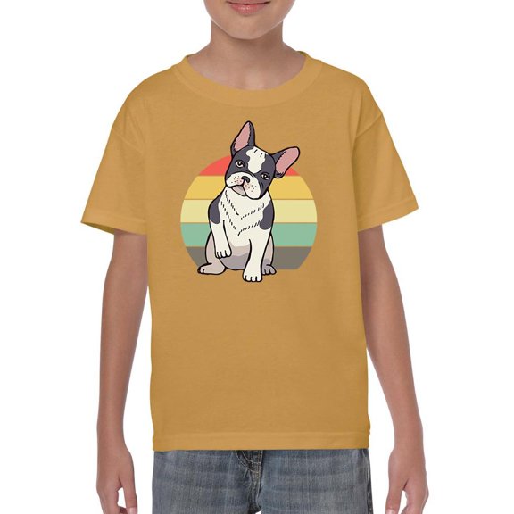Retro French Bulldog Sitting T-Shirt Juniors -Image by Shutterstock,  x-Small
