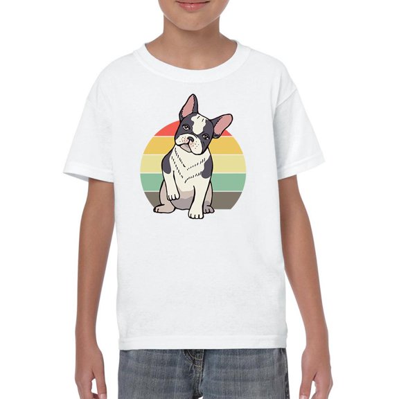 Retro French Bulldog Sitting T-Shirt Juniors -Image by Shutterstock,  x-Small