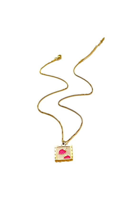 Retro French Inspired Fruit Pendant Necklace Cherry/Strawberry/Lemon Neckchain Adjustable Length Clavicle Chain Jewelry