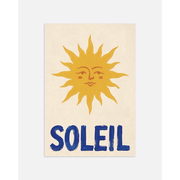 Retro French Sun Poster, Unframed Paper Poster 8x10in