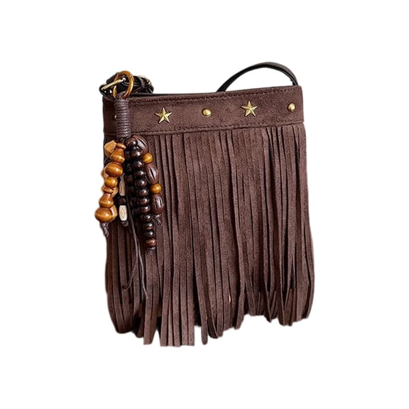 Retro Fringe Bag Women's Western Cowgirl Crossbody Purse Faux Hippie Shoulder Bag